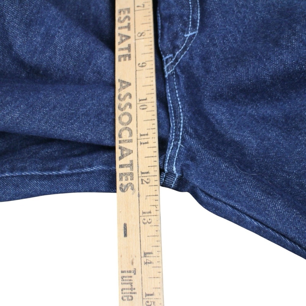 Vintage 70s Brittania Jeans Denim Flare Leg Dark Wash High Rise Raw Hem Size 33 - Picture 6 of 7